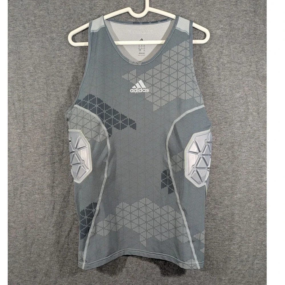 Adidas Climacool Techfit 3 Padded Compression Football Gray Tank Top Size XL